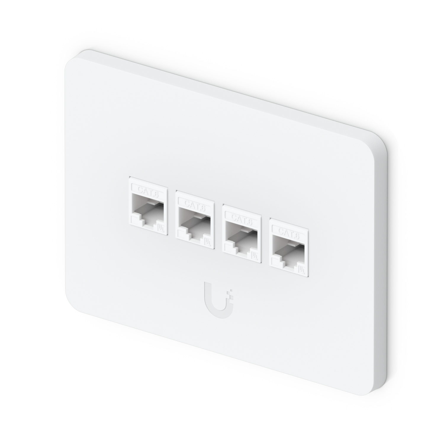 Ubiquiti UACC-WP-Keystone-H-4P horizontal 4-port keystone wall plate installed view