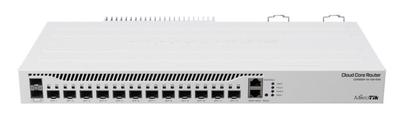 MikroTik CCR2004-1G-12S+2XS 1U RM, 12xSFP cage, 12xSFP+ cage, 4 Core 1.7GHz CPU, Dual P/S