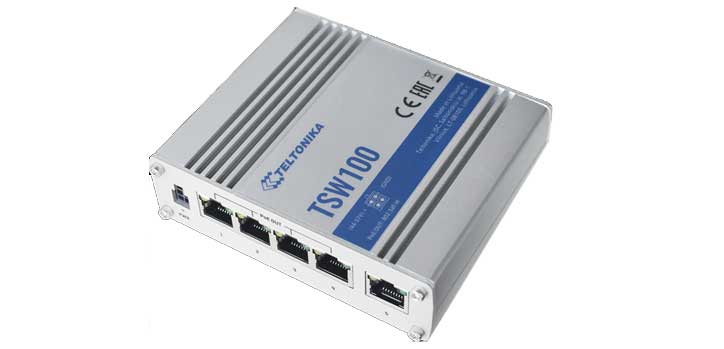 Teltonika TSW100 Unmanaged Industrial 802.3af/at Gigabit Ethernet PoE Switch With 60W AU Power Supply