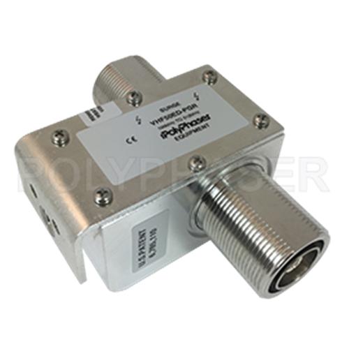 PolyPhaser VHF50ED-PGR 7/16 F/F Coaxial RF Surge Protector, 100MHz - 512MHz, DC Block Bracket Down, Hole Mount