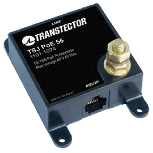 Transtector 1101-1074 TSJ PoE 56 Data Surge Protector SPD TSJ Indoor 10/100 Base-T Ethernet/PoE+ Shielded RJ45 GDT, Sidactor