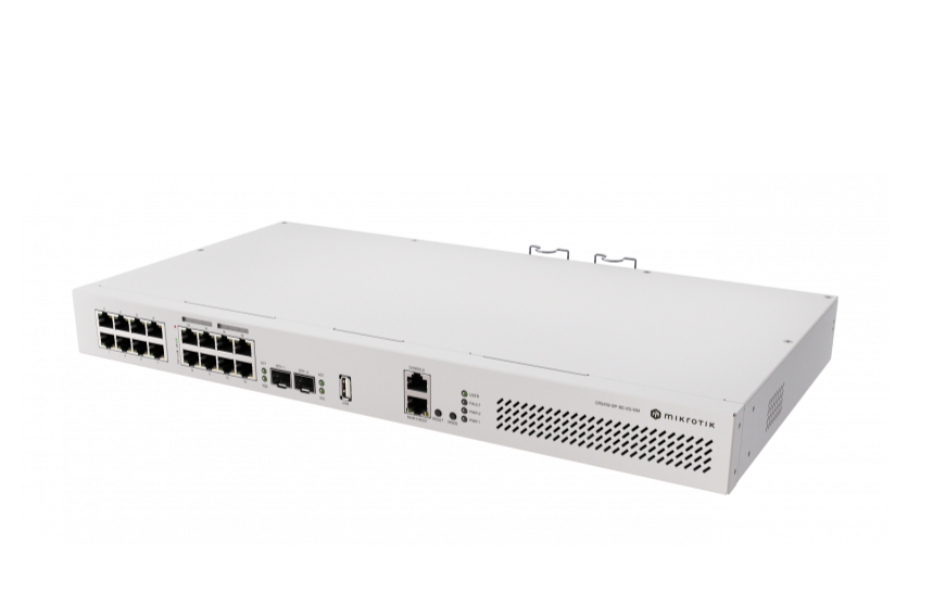 MikroTik CRS418-8P-8G-2S+RM 16-Port Gigabit PoE+ Layer 3 Switch with 2× 10G SFP+ USB 3.0 Quad-Core CPU