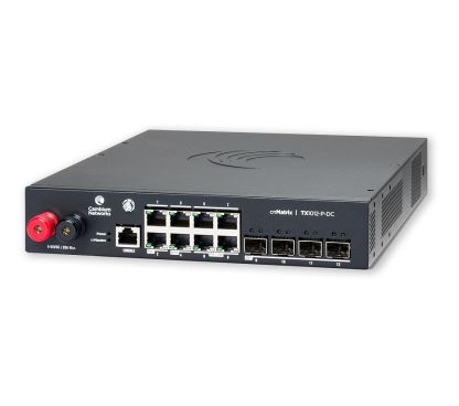 [MXTX1012GxPA20] Cambium Networks MXTX1012GxPD20 cnMatrix TX1012-P-DC, DC Powered Intelligent Ethernet PoE Switch, 8 x 1Gbps, and 4 SFP+
