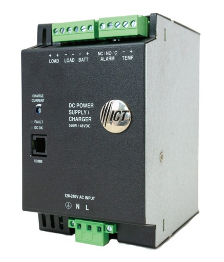 [ICT360-48DIN] ICT Power ICT360-48DIN DIN Rail Mount DC Power Supply With Battery Charger and LVD 48V 360W