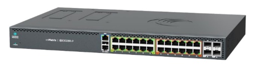 [MXEX3028GxPA10] Cambium Networks MXEX3028GxPA10 cnMatrix EX3028R-P, Intelligent Ethernet Switch, 24 1G(12 PoE+ ports and 12 4PPoE ports(60W)) and 4 SFP+ ports, , Dual/Removeable power supplies (not included) - no power cord