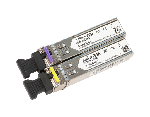 [S-4554LC80D] MikroTik S-4554LC80D Pair of SFP modules, S-45LC80D (1.25G SM 80km 1490nm) and S-54LC80D (1.25G SM 80km 1550nm)