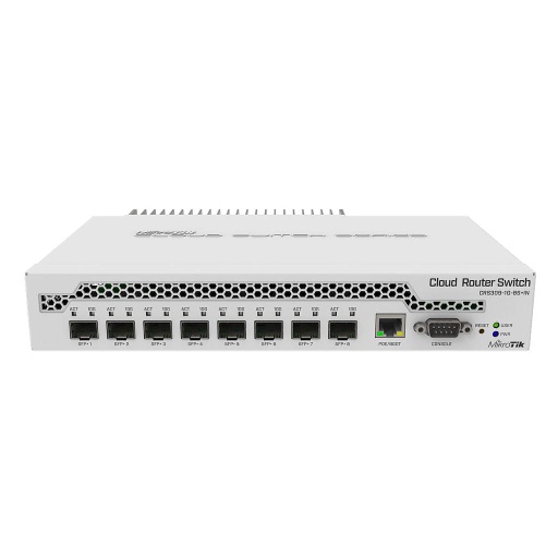 [CRS309-1G-8S+IN] MikroTik CRS309-1G-8S+IN 8 SFP+ and 1Gigabit Ethernet Ports POE and DC Input Rack Kit Included