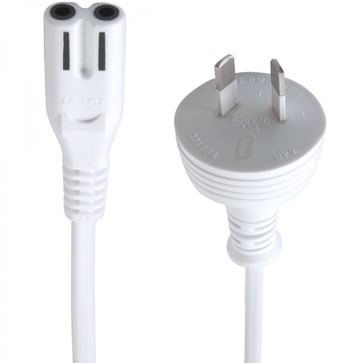 [AU-C7-1200-W] MicroBeam AU Plug to C7 IEC Socket 1.2m White